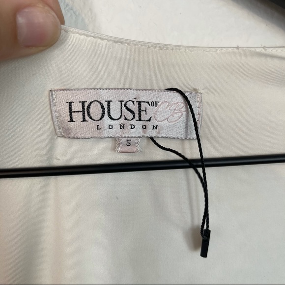 House of CB Lorenza White Deep V Bodysuit Small - Picture 5 of 7